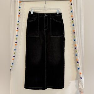 Long modest black straight Jean skirt